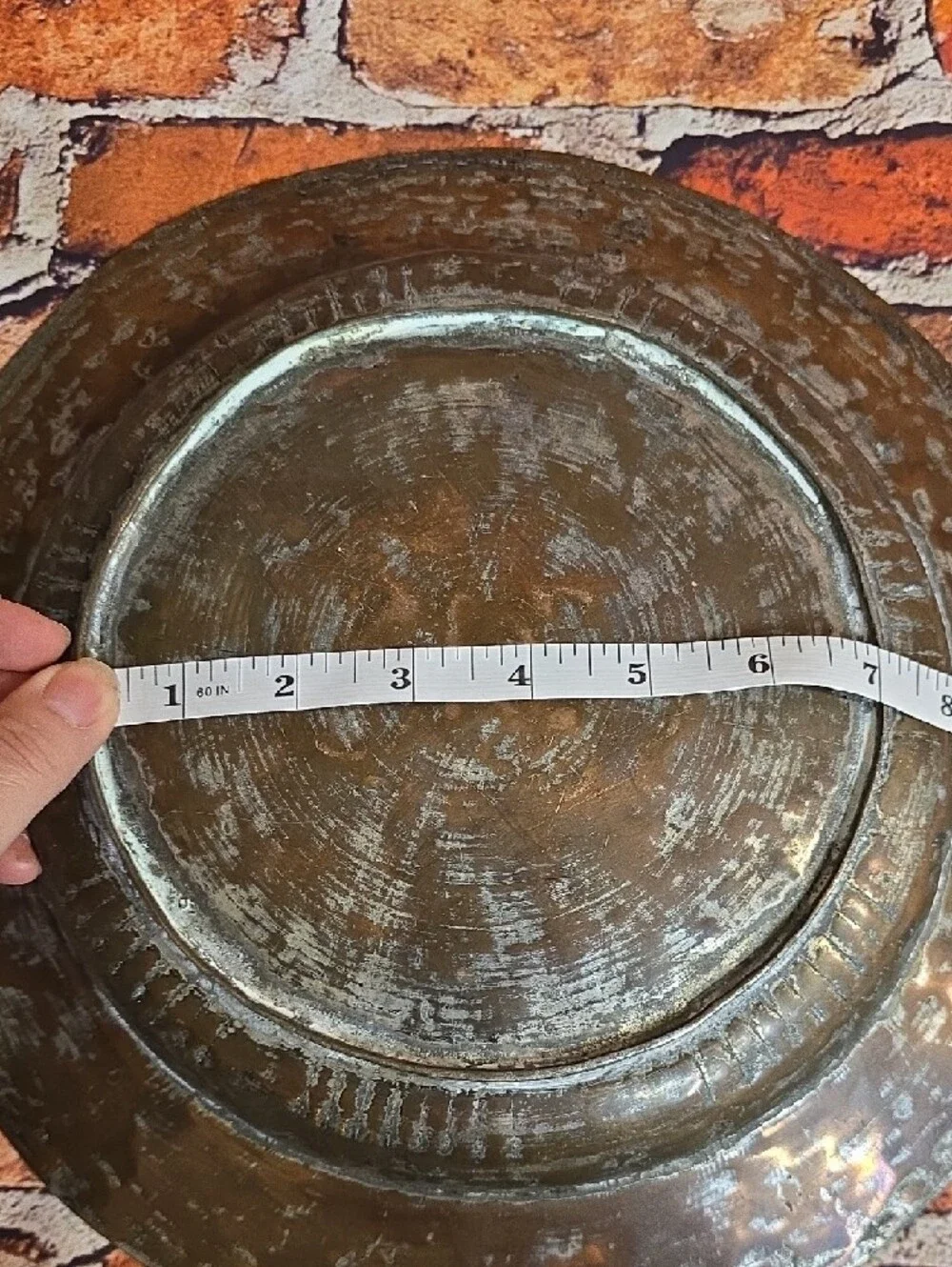 Rustic 19th Century Turkish Handmade Copper Decorative  Plate